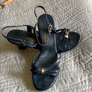 Navy leather sandals